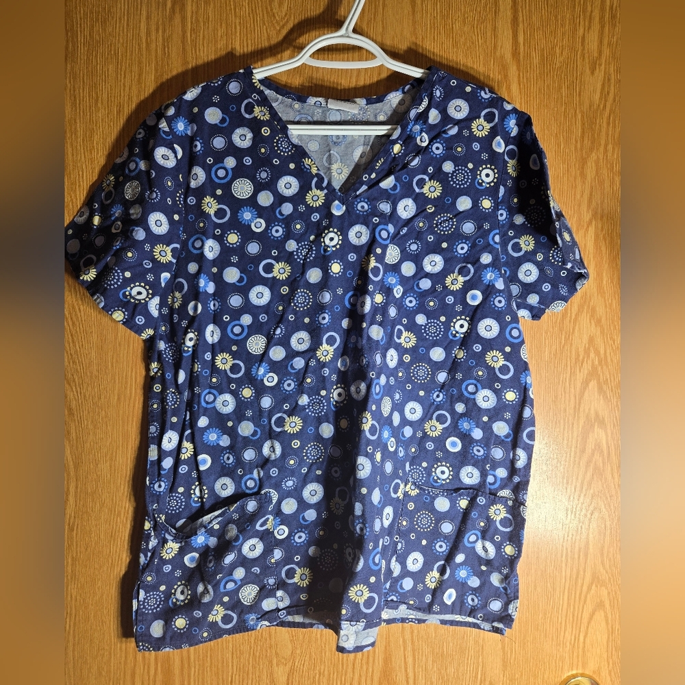 Navy Blue Patterned Blouse